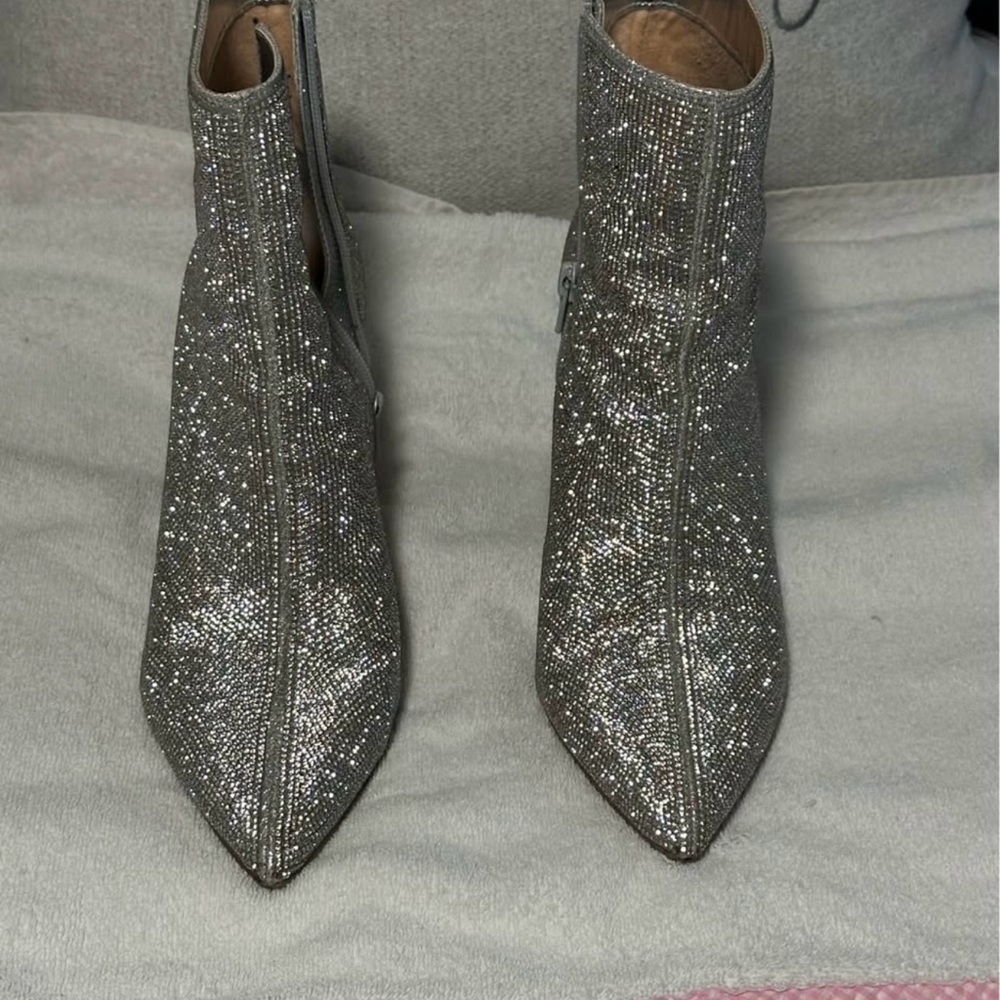 INC International Concepts Glittering Silver Ankle Booties